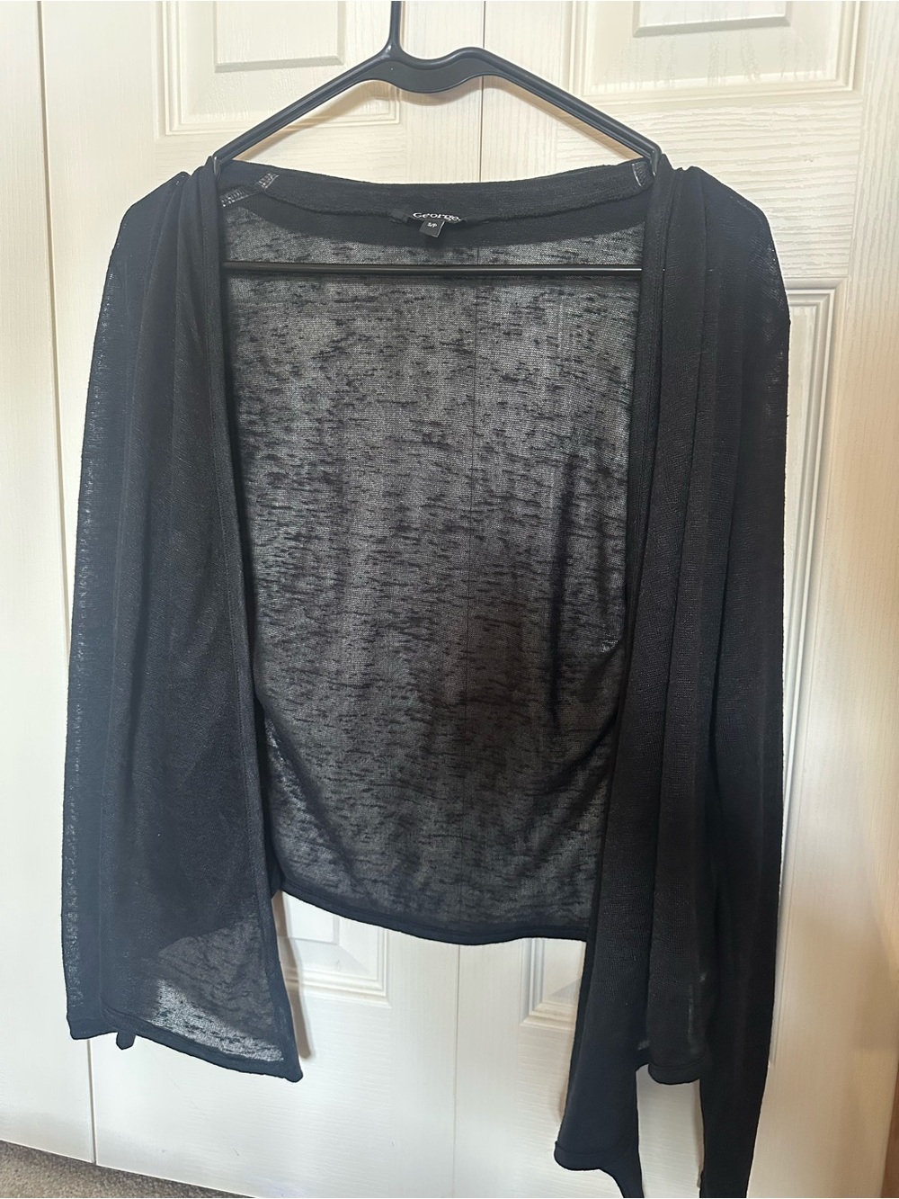 Black Sheer Open-Front Women's Cardigan